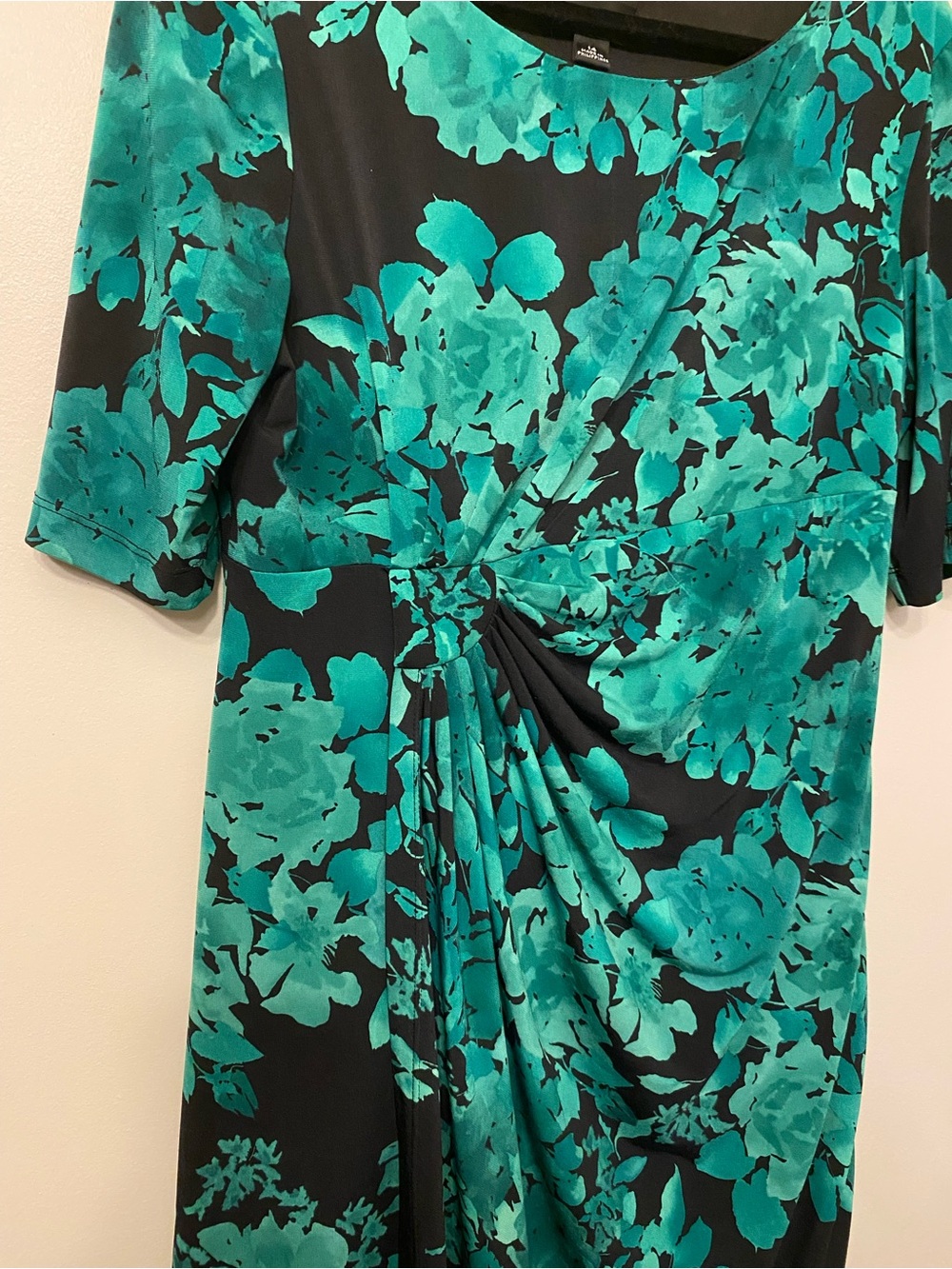 connected apparel Black Sheath Dress with Teal Floral Print - Picture 3 of 4